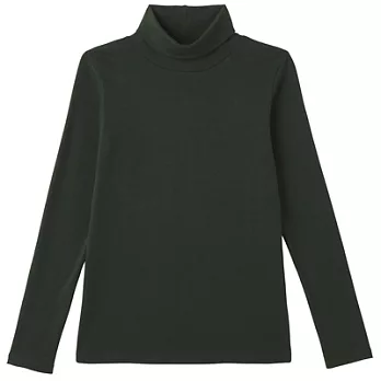 [MUJI 無印良品]女有機棉混彈性高領衫XS深綠