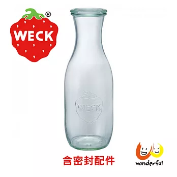 德國Weck 766玻璃瓶附玻璃蓋與密封配件 Juice Jar 1062ml 單瓶裝