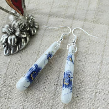 青花長情耳環‧蝶夢東方