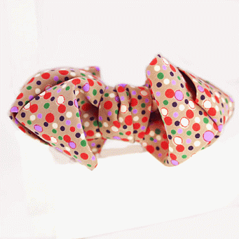 【PinkyPinky Boutique】氣質點點蝴蝶結髮夾(深米色)