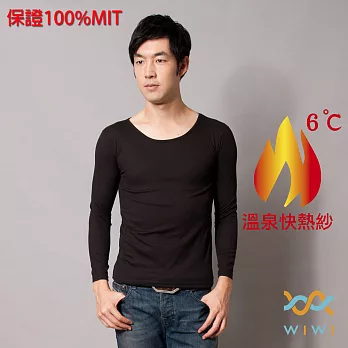 【WIWI】保證100%MIT羅紋樂活刷毛圓領發熱衣(經典黑 男M-XL)L經典黑