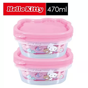 樂扣樂扣Hello Kitty幸運頭像保鮮盒-粉色470ml(LKT826P)二入組