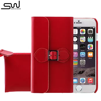 SIMPLE WEAR iPhone 6 專用 OSHARE 英倫風磁吸式真皮皮套 - 紅