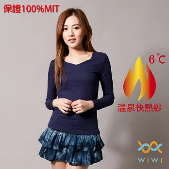 【WIWI】保證100%MIT羅紋樂活刷毛V領發熱衣(湛海藍 女M-XL)XL湛海藍
