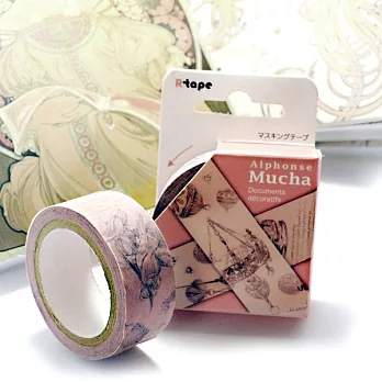 TAISO 藝術大師慕夏 - 裝飾手稿紙膠帶 珍珠粉