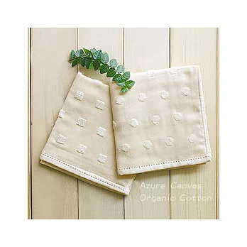 【Azure Canvas藍天畫布】100%有機棉紗布緹花毛巾大方巾34x35cm方點