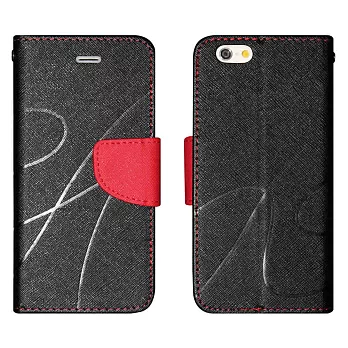 【BIEN】iPhone 6 Plus 新潮美紋撞色可立皮套 (黑)