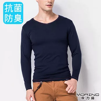 【MORINO摩力諾】抗菌防臭速乾長袖衫(男)-丈青M丈青