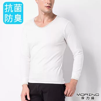 【MORINO摩力諾】抗菌防臭速乾長袖衫(男)-白色M白色