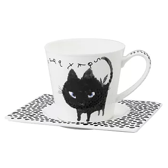 Shinzi Katoh 黑白設計系列咖啡杯盤-大眼黑貓