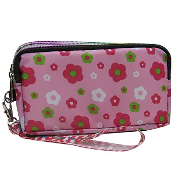 A+ accessories 超會裝加大三層手拿收納化妝包 (共9色可選)粉底小花