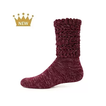 【 PuloG 】針織造型暖暖襪-酒紅-M