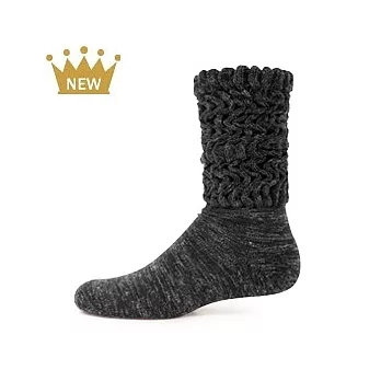 【 PuloG 】針織造型暖暖襪-黑-M
