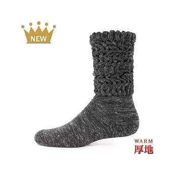 【 PULO 】厚地針織造型暖暖襪-灰-M