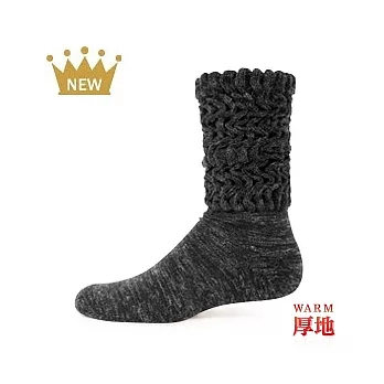 【 PuloG 】 厚地針織造型暖暖襪-黑-M