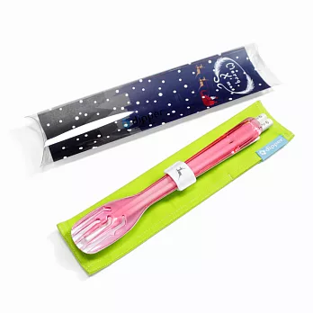 dipper 3合1SPS環保餐具組(聖誕麋鹿限定版-香檳粉紅叉)香檳粉紅叉