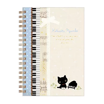 San-X 小襪貓音樂幸運草系列線圈筆記本。藍