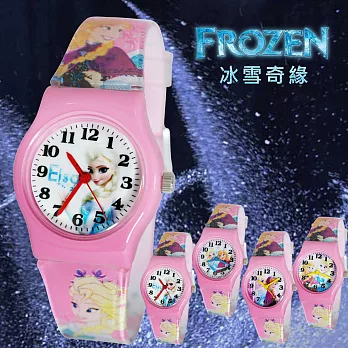 【FROZEN冰雪奇緣】 - 粉色卡通膠錶/迪士尼卡通錶/兒童錶(冰雪女王Elsa)