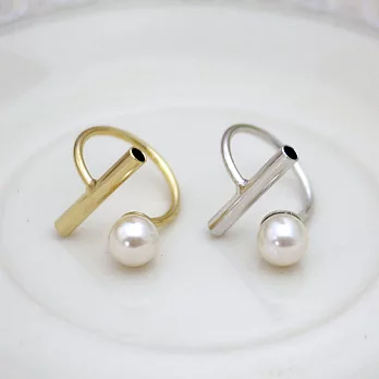 【安珂ECO正韓飾品】個性T字型配珍珠 戒指(2色)金