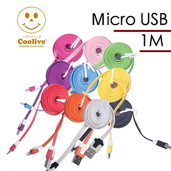 Coolive 1M Micro USB 麵條線★黑色