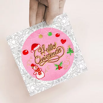 ICONA 刺繡聖誕卡片 - 粉紅色雪人
