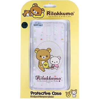 Rilakkuma 拉拉熊/懶懶熊 Samsung Galaxy Note3 彩繪透明保護軟套-花草優雅熊