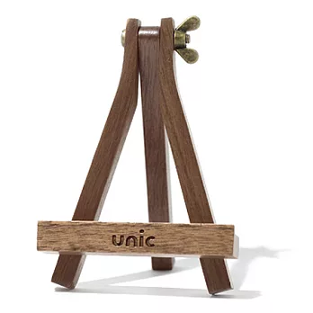 畫架造型原木手機座-深(胡桃木)