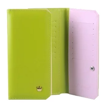 A+ accessories 韓版可愛雙色裝超多女用卡片長夾 (8色可選)淺綠色