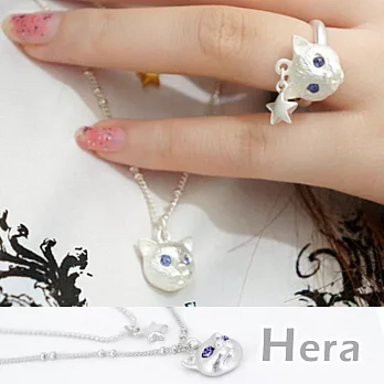 【Hera】赫拉 立體小貓彩鑽星星雙層短項/鎖骨鍊(銀色)