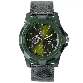 Watch-123 勇武者 瑞士軍風經典帆布帶腕錶 (4色可選)綠色