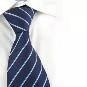 A+ accessories 總裁尊爵深藍底細白淺藍條紋領帶