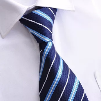 A+ accessories 男士商務深藍底淡藍白斜條紋領帶(LD005)