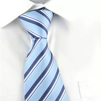 A+ accessories 男士商務淺藍底深藍線條紋領帶(LD006)