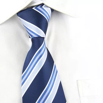 A+ accessories 男士商務深藍底淺藍雙斜條紋領帶(LD019)