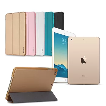 ROCK Apple iPad Mini 3 融系列磁吸側翻休眠皮套(白)