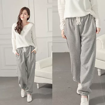 ROSE。溫暖內刷毛運動褲 淺灰色