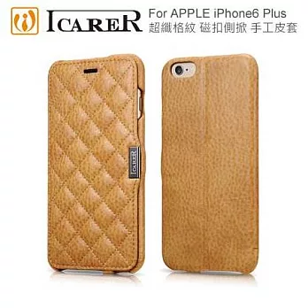 ICARER iPhone 6 Plus ( 5.5專用 ) 超纖格紋磁扣側掀皮套 黃
