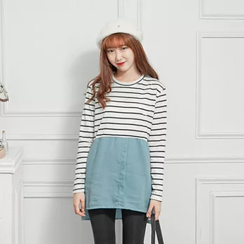 【韓國連線】。韓國製 柔軟刷毛橫條洋裝 黑系