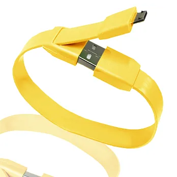 Micro USB 手環式粉彩傳輸充電線(黃色)