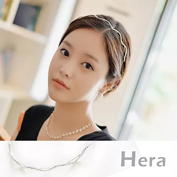 【Hera】赫拉 滿鑽水鑽波浪型頭箍/髮箍(時尚銀)