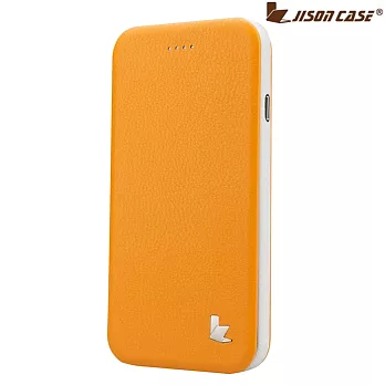 JisonCase iPhone 6 plus 5.5專用 左翻站立皮套 黃色+白色