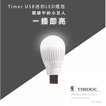 Timer 創意巧思 USB 迷你LED燈泡 白色