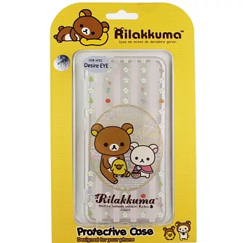 Rilakkuma 拉拉熊/懶懶熊 HTC Desire EYE 彩繪透明保護軟套-花草優雅熊