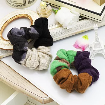 【安珂ECO正韓飾品】三色塊溫和色調 大腸圈/髮束(2色)黑白灰色