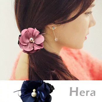 【Hera】赫拉 絹布紗山茶花珍珠髮圈/髮束(四色任選)藍山茶花