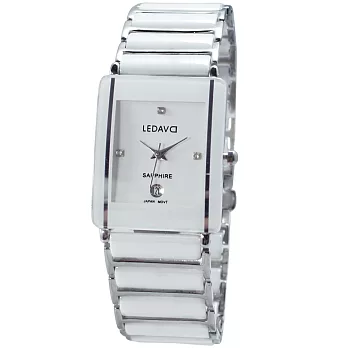 《LEDAVCI》都會典藏精密方型陶瓷錶(白色)