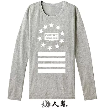 【男人幫】T5639*【極簡黑白美式星星造型軍徽長袖純棉T恤 】灰色L號
