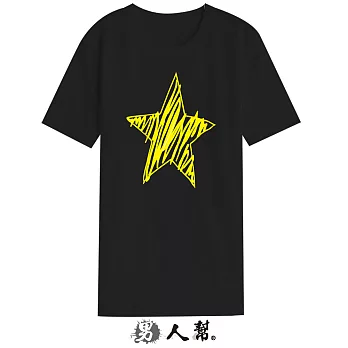 【男人幫】BR022*【星形塗鴉短袖T恤】黑色2XL號