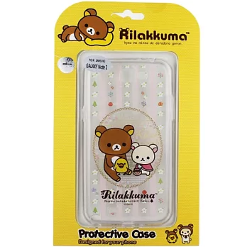 Rilakkuma 拉拉熊/懶懶熊 Samsung Galaxy Note 2 /N7100 彩繪透明保護軟套-花草優雅熊