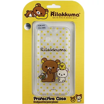 Rilakkuma 拉拉熊/懶懶熊 HTC One (M8) 彩繪透明保護軟套-點點好朋友